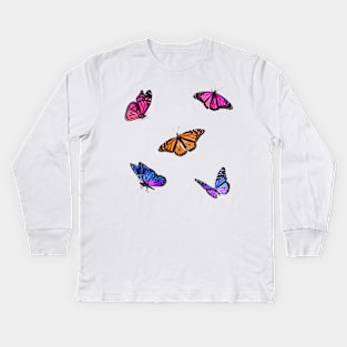 Sunset Butterflies Sticker Pack Kids Long Sleeve T-Shirt